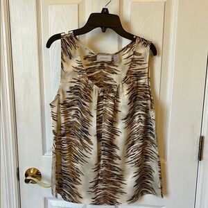 Chico's Cream and Brown Relaxed Tank Top